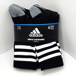 ADIDAS MEN'S CUSHIONED AERORRADY CREW 6 PAIR BLACK SOCK